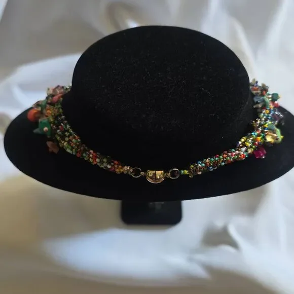 Vtg. Bohemian Beaded Necklace Artisan Rainbow Glass Beads/Semi Precious - Picture 7 of 7